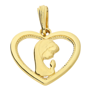 Złoty Medalik Matki Bożej w Sercu pr. 585 - JubilerSezam.pl