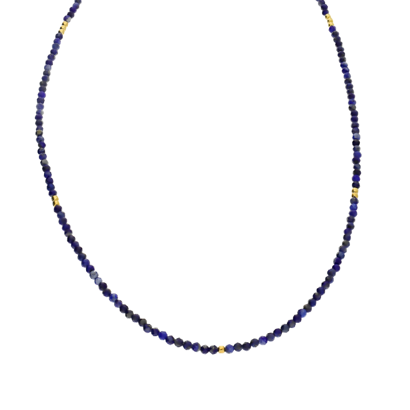 Naszyjnik pozłacany kulki lapis JZ084 lapis próba 925