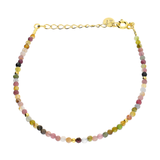 Bransoleta pozłacana kulki z turmalinem JZ085 turmalin próba 925