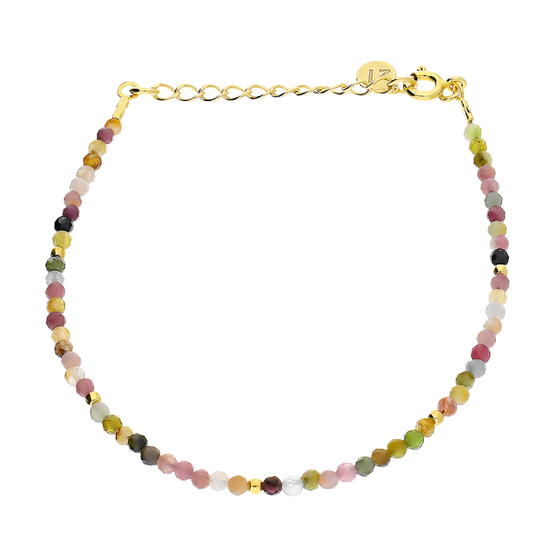 Bransoleta pozłacana kulki z turmalinem JZ085 turmalin próba 925