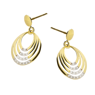 Kolczyki złote kropla ramka z białymi cyrkoniami/sztyft OL GCT-E159 próba 585