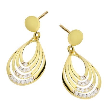 Kolczyki złote kropla ramka z białymicyrkoniami/sztyft OL GCT-E160 próba 375