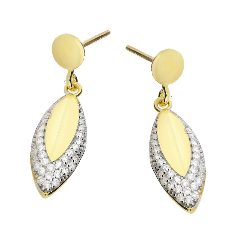 Kolczyki złote łezka z białymi cyrkoniami/sztyft OL GCT-E165 próba 375