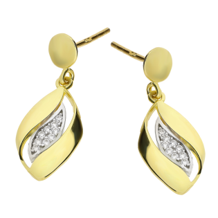 Kolczyki złote łezka z białymi cyrkoniami/sztyft OL GCT-E262 próba 375