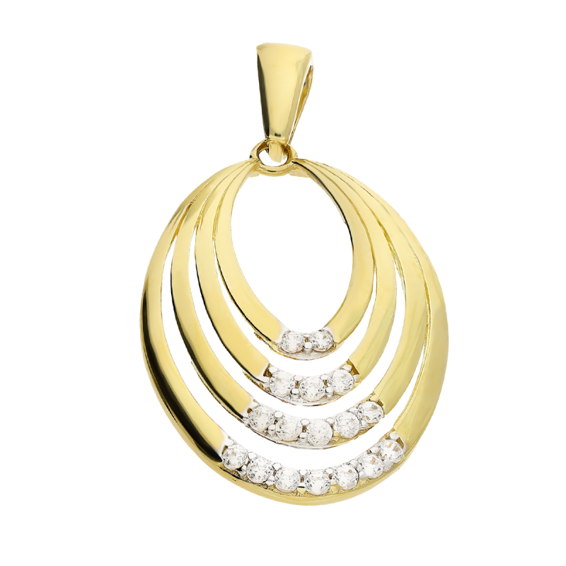 Zawieszka złota kropla ramka z białymi cyrkoniami OL GCT-P159 próba 585