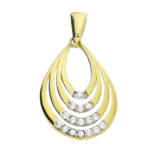 Zawieszka złota kropla ramka z białymi cyrkoniami OL GCT-P160 próba 375