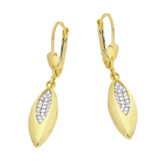 Kolczyki złote łezka z trzema rzędami białych cyrkonii/big.zam. OL GCT-P163 próba 585