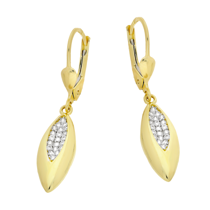 Kolczyki złote łezka z trzema rzędami białych cyrkonii/big.zam. OL GCT-P163 próba 585