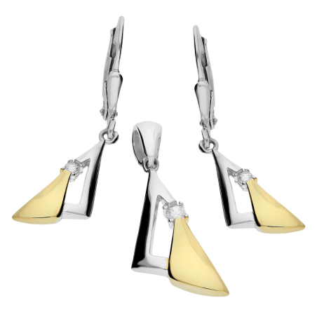 Srebrny Komplet Kolczyki i Zawieszka z Cyrkonią - JubilerSezam.pl