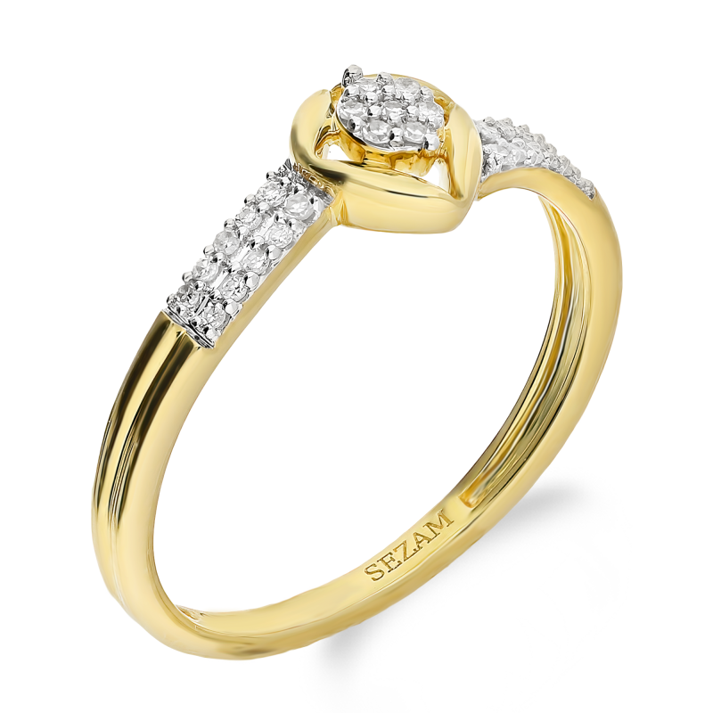 Pierścionek zaręczynowy diament w kropli i diamenty w szynie TK 20086 próba 375
