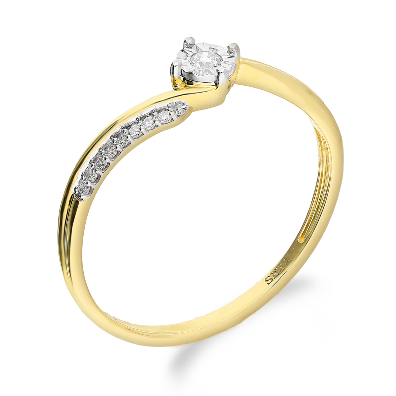 Pierścionek zaręczynowy Mariage z białymi diamentami TK 20090 próba 375