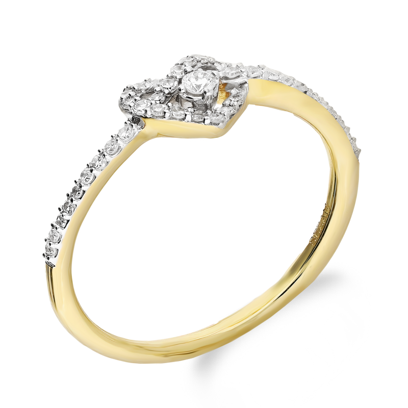 Pierścionek zaręczynowy serce z białymi diamentami TK 20092 próba 375