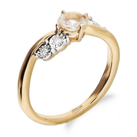 Pierścionek Zaręczynowy z Morganitem i Diamentami pr. 375 - JubilerSezam.pl