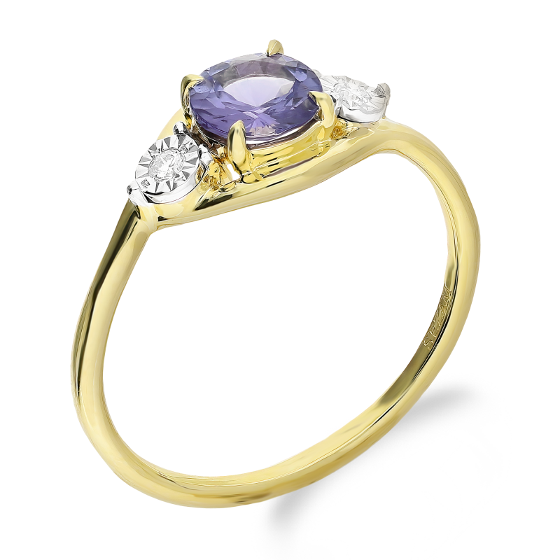 Pierścionek zaręczynowy z tanzanitem i białymi diamentami TK 20189-6474-7738 TAN round Mgic próba 375