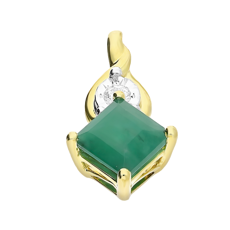 Złota Zawieszka ze Szmaragdem i Diamentem pr. 375 - JubilerSezam.pl