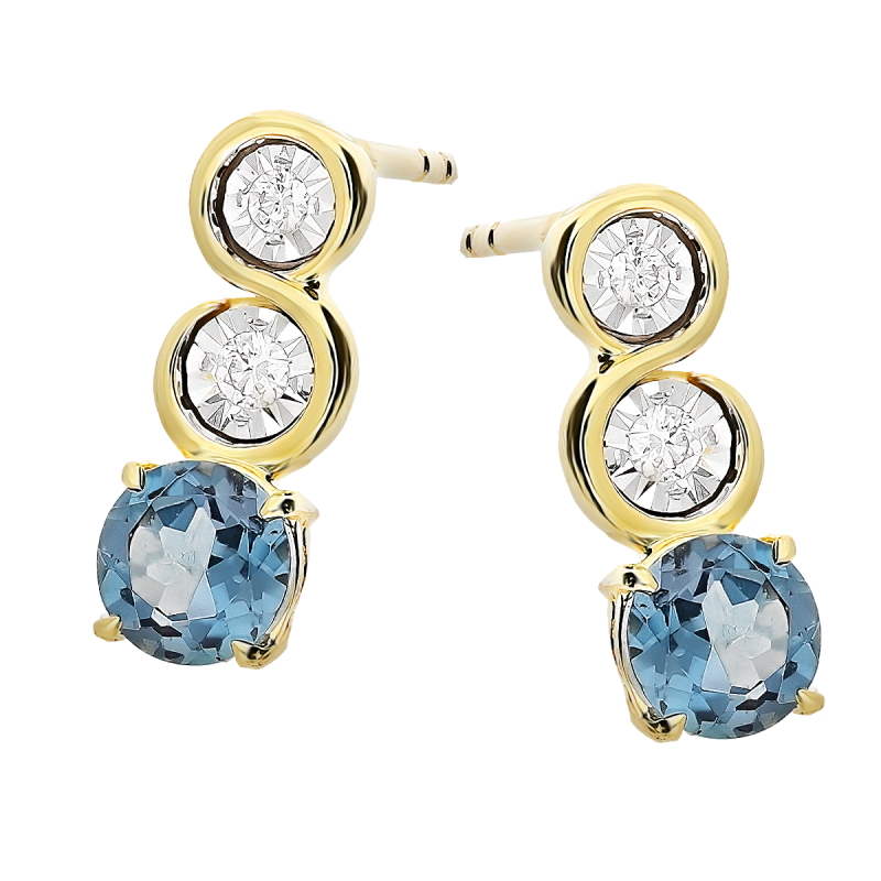 Kolczyki złote topaz london i białe diamenty/sztyft TK 20191-6476-7740 ...