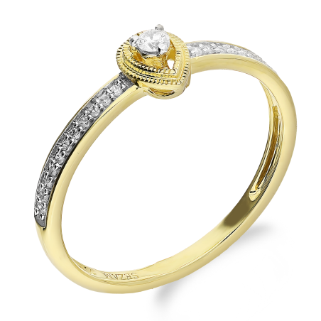 Pierścionek zaręczynowy diament w kropli i diamenty w szynie TK 20383 kropla próba 375