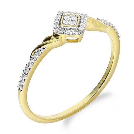 Pierścionek zaręczynowy z białymi diamentami 20389 square próba 375