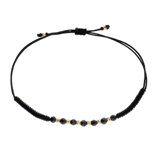 Bransoleta złota czarne i żółte grawerowane kulki VJ 77-spinel próba 585