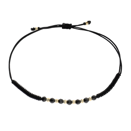 Bransoleta złota czarne i żółte grawerowane kulki VJ 77-spinel próba 585