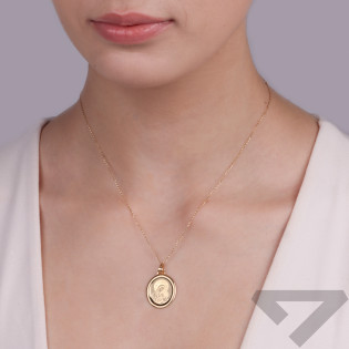 Medalik złoty Matka Boska z Dzieciątkiem w owalu OS 32-0504-18 laser próba 585