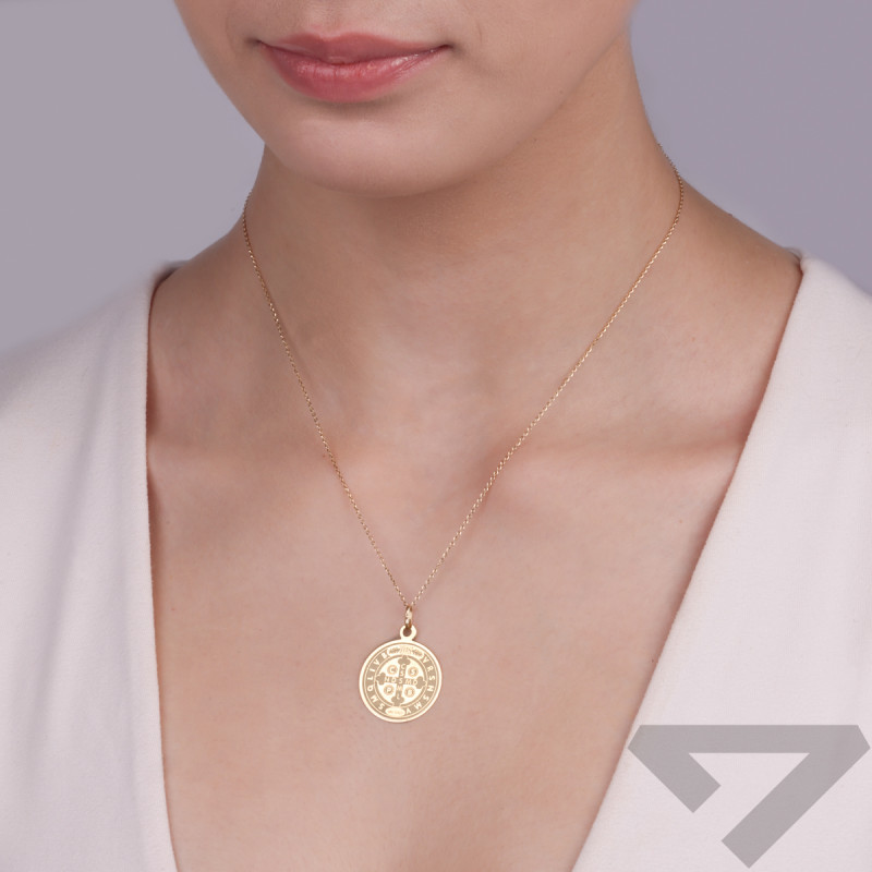 Medalik Benedyktyński Złoty 22mm pr. 585 - JubilerSezam.pl