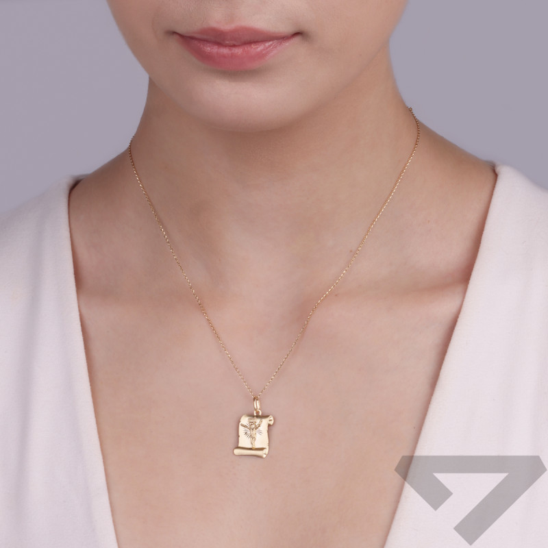 Medalik złoty blaszka papirus z Panem Jezusem CB M-0643 próba 585