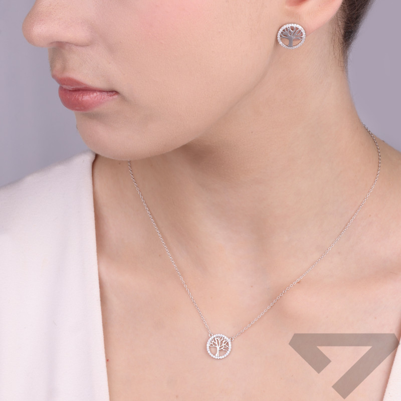 Srebrny Komplet Drzewko z Cyrkoniami pr. 925 - JubilerSezam.pl