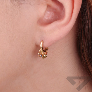 Kolczyki pozłacane koło z wiszącymi cyrkoniami/zatrzask NI ORZ00119 GOLD MIX próba 925