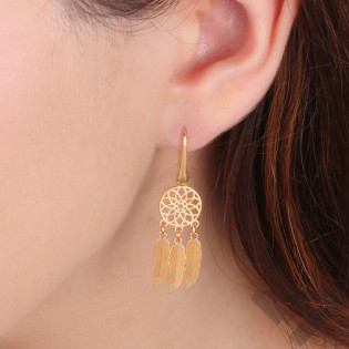 Kolczyki pozłacane ażurowy łapacz snów/bigiel otwarty PW NEW 237-1 GOLD próba 925