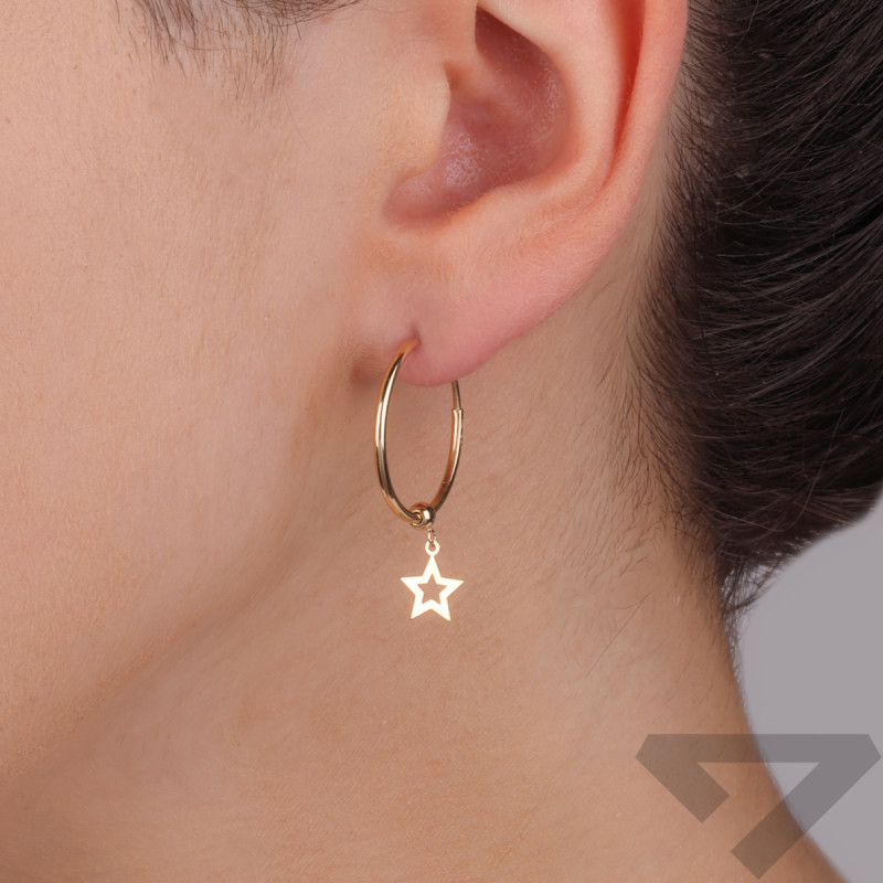 Kolczyki złote szarniry z wiszącą gwiazdką MZ t23-Et-7-Star próba 585