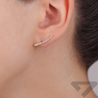 Kolczyki złote z rzędem białych cyrkonii/sztyft LP 34U20-13DE0593-Y-CZ próba 375