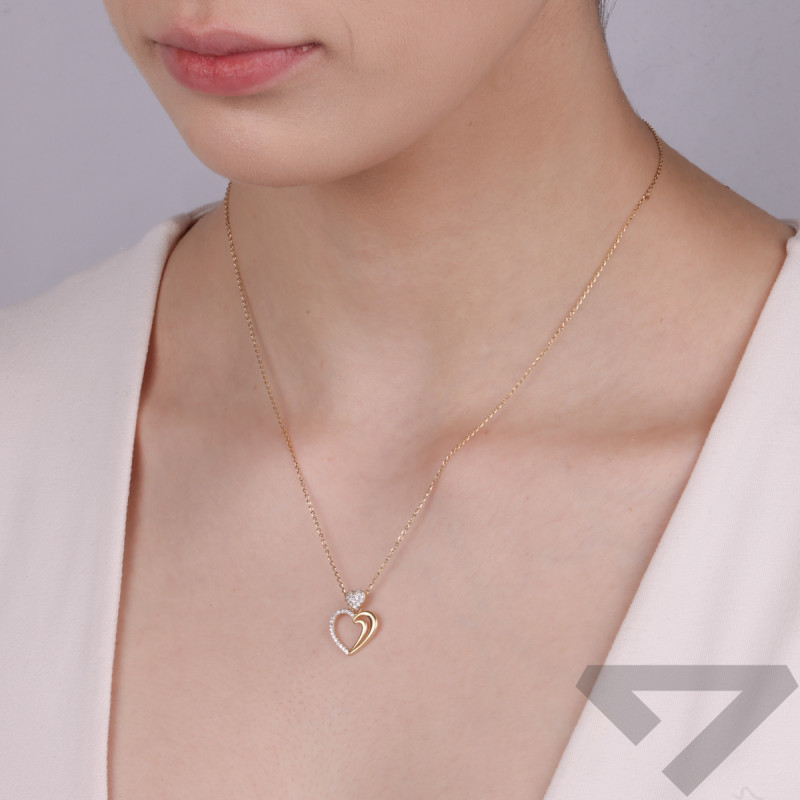 Serduszko złote ramka z białymi cyrkoniami S3 ELEP-P23-1118 próba 585