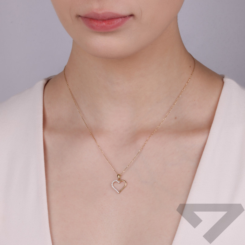 Serduszko złote z cyrkoniami po jednej stronie S3 ELEP-1011 próba 375