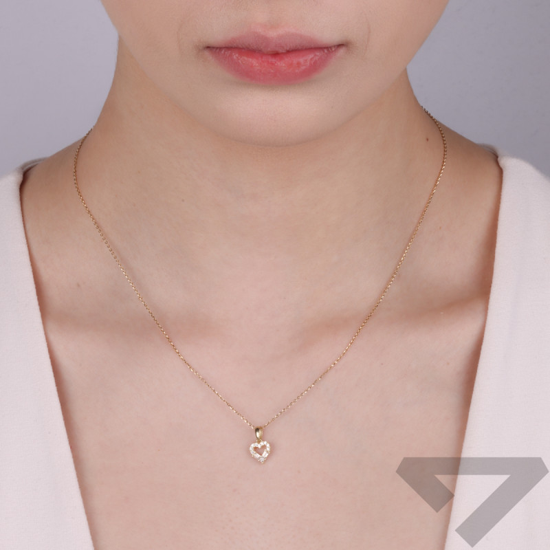 Serduszko złote z cyrkoniami bagietami S3 ELP-0062 próba 375