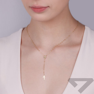 Złoty Naszyjnik Różaniec pr. 375 z Grawerowanymi Paciorkami - JubilerSezam.pl