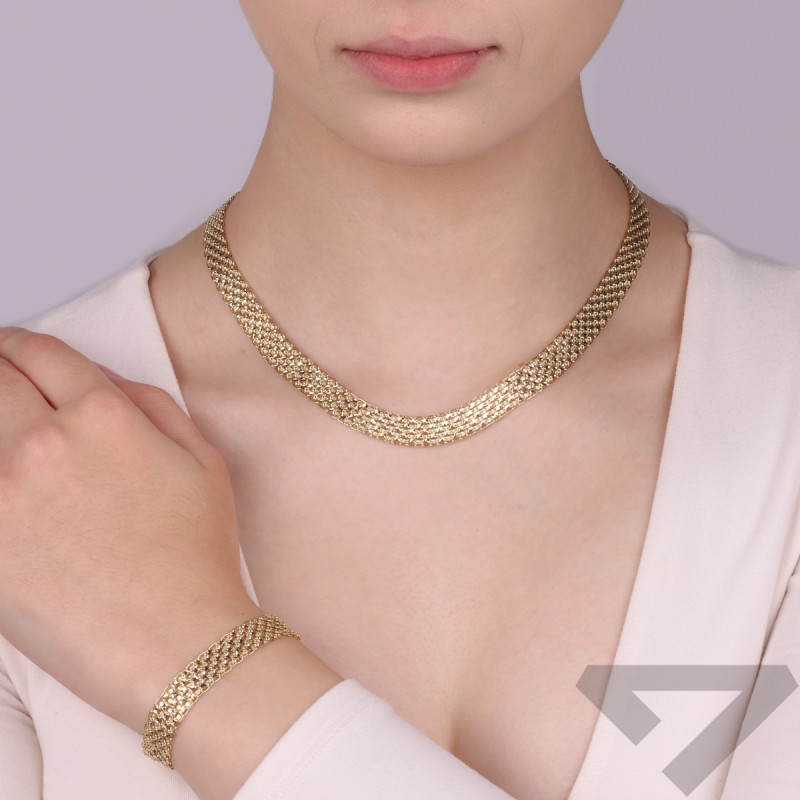 Naszyjnik złoty grawerowana taśma 10mm/regulowany LP 15U25-D1-1-Y próba 585