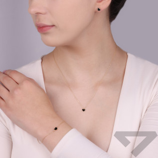 Bransoleta złota serce z czarnym agatem/rolo MZ T23-B-230-K183-AGT próba 585