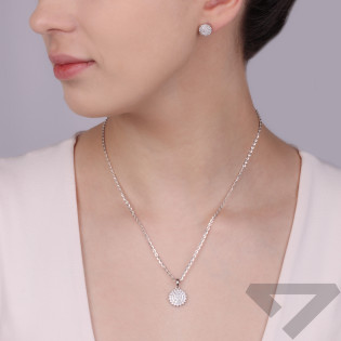 Komplet srebrny kolczyki i zawieszka kwiat rozeta z cyrkoniami HS1874 próba 925