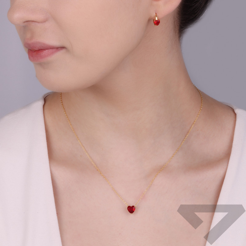 Pozłacany Komplet Srebrny Serce z Cyrkonią - JubilerSezam.pl