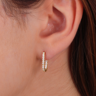 Kolczyki pozłacane z rzędem białych cyrkonii/ang.zap. NI ORZ00100 GOLD próba 925