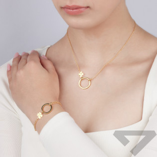 Bransoleta pozłacana koło i koniczynka/anker x2 NI BRN37716 GOLD próba 925