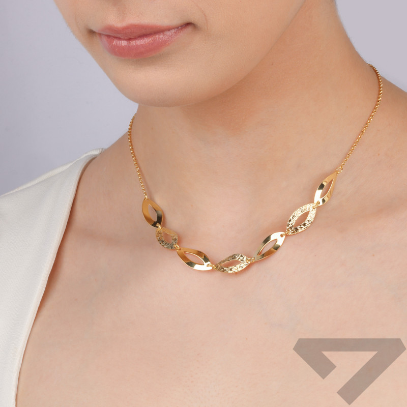 Naszyjnik pozłacany gładkie i tłoczone łezki/rolo NI BRN37700-GIA14883 GOLD próba 925