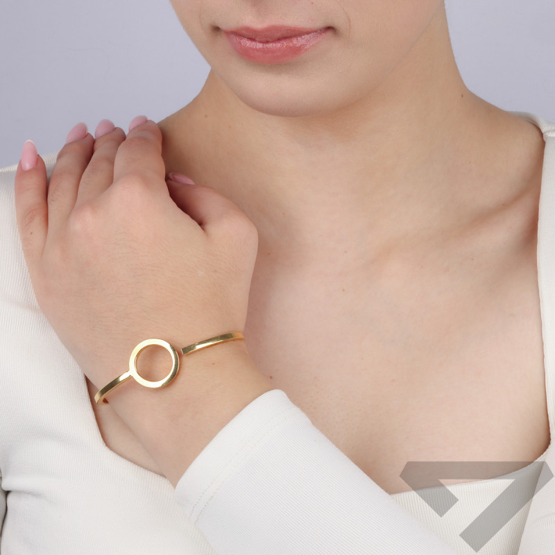 Bransoleta pozłacana bangla gładka z kołem M3-288 GOLD próba 925