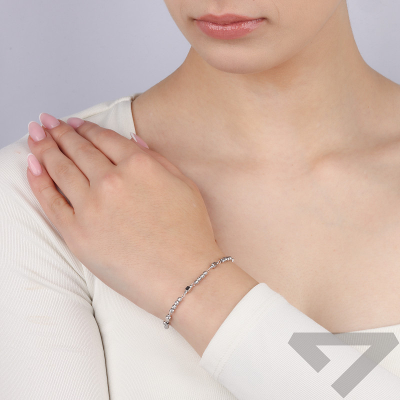 Srebrna Bransoletka Grawerowane Kulki pr. 925 - JubilerSezam.pl