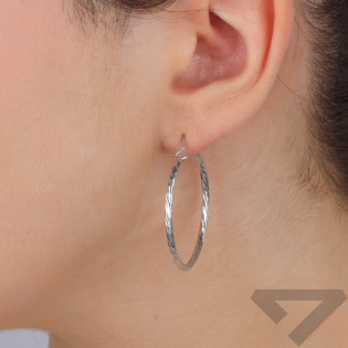 Srebrne kolczyki koła 35mm grawerowane pr. 925 - JubilerSezam.pl