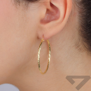 Kolczyki pozłacane kółka szarniry grawerowane 35mm NI KSZ-35mm-2,00 dis GOLD próba 925