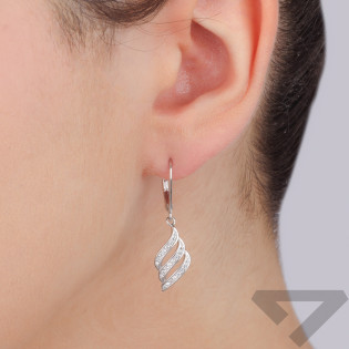 Srebrne kolczyki fala z cyrkoniami pr. 925 - JubilerSezam.pl
