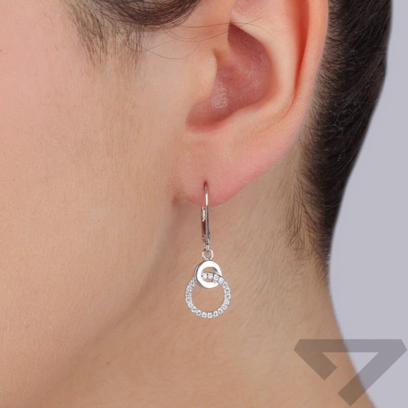Kolczyki srebrne koło z cyrkoniami i gładkie koło/big.zam. HS1887 próba 925