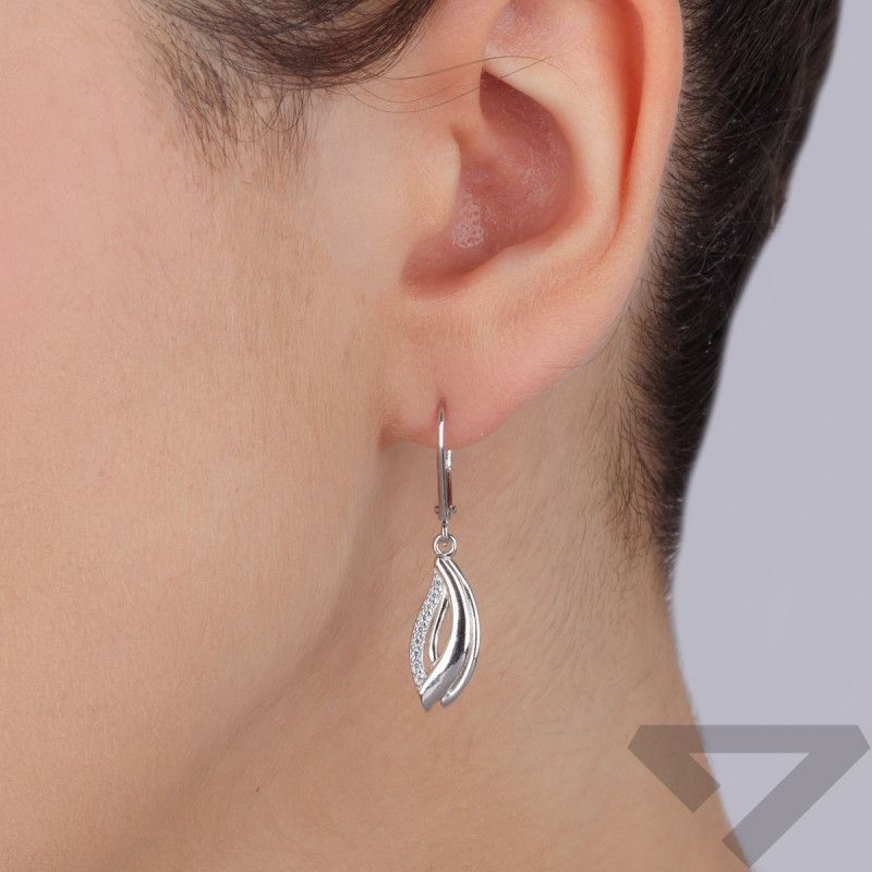 Kolczyki srebrne łezka z białymi cyrkoniami/big.zam. HS1897 próba 925